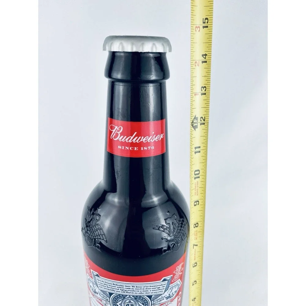 Vintage Budweiser Millennium Glass Beer Bottle Coin Bank Display Piece 14.5''